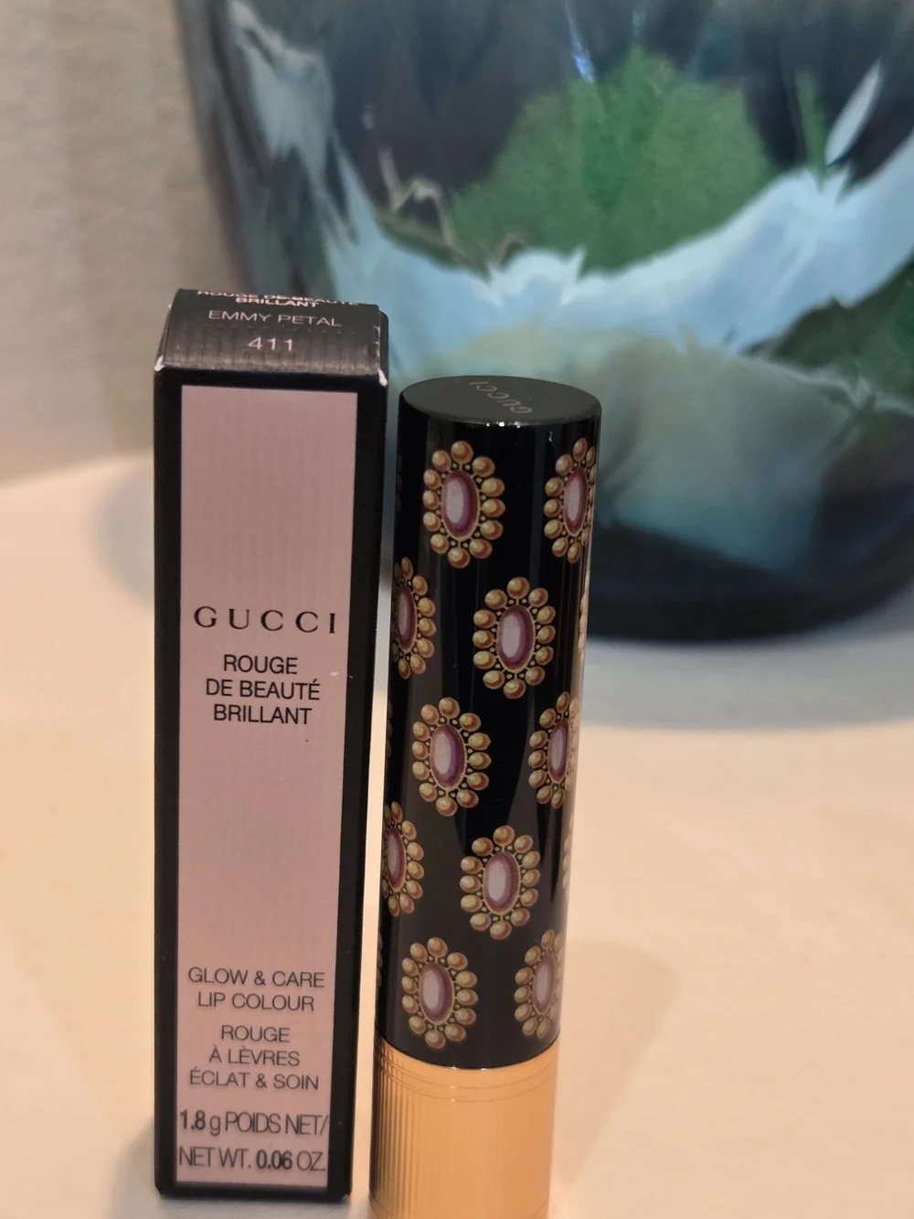 Gucci Rouge de Beauté Brillant Mini Lipstick 411 Emmy Petal 1.8g New in Box